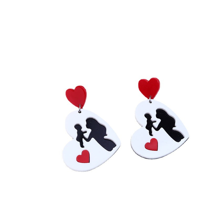 Wholesale Mother's Day Acrylic Heart Earrings